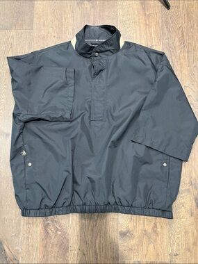 AHEAD Authentic Men's Pullover Short Sleeve Windbreaker Jacket in Black - XXL